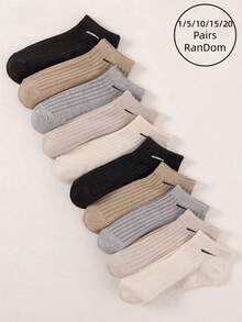 1/5/10/15/20 Đôi tất ngắn họa tiết nơ trơn đơn giản thời trang hàng ngày dành cho nữ - Nhiều màu - Xem 4