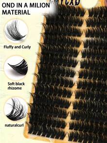 208 Piece Single Cluster Fluffy Lashes, Dense DIY Eyelashes, Ultra-Thick Extension Lashes, Curled Individual Lashes, Thin Cartoon Style - D - 查看 4