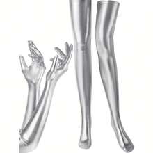 2pcs/Set Shiny Tights And Stretchy Sequin Gloves Set, Thigh High Stockings Are Essential Items For Women's Valentine's Day, Carnival, Halloween Costumes - Multicolor - View 4