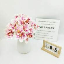 Artificial Orchid Faux Flower Bouquet Fake Flowers With Stems For DIY Bouquet Table Centerpieces Wedding Party Home Decor - Màu tím - Xem 2