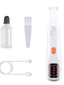 1个智能宠物理容剪，专业猫狗理容工具，防水设计，LED照明，宽刀头，智能显示屏，旅行锁，降噪功能，Type-C充电，陶瓷圆头刀头避免刮伤，适合家庭使用 - 白色 - 查看 10