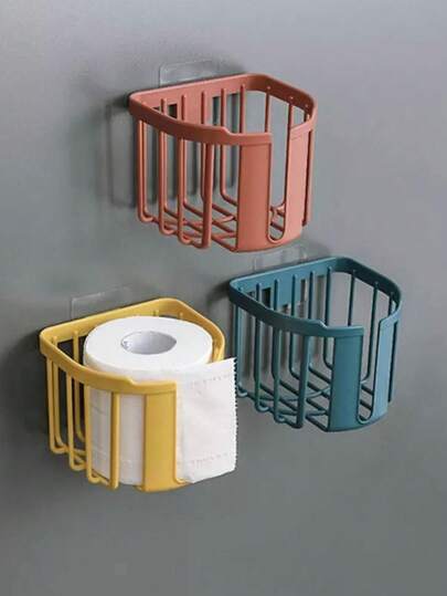 2 pièces Support mural économique pour papier toilette, Étagère de rangement multifonction pour salle de bain et chambre, Installation adhésive puissante, sans dommage pour le mur, Matériau PP léger et durable, Design gain de place pour papier toilette/mouchoirs/petits articles, Installation et nettoyage faciles, Élément de rangement essentiel pour la maison