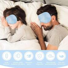 Antifaz de Seda para Dormir, Seda Natural, Con Correa Ajustable, Relleno de Seda Antifaz para Nios, Adolescentes Y Adultos, Antifaz para Dormir 2 Azules - 2 Azules - Ver 6