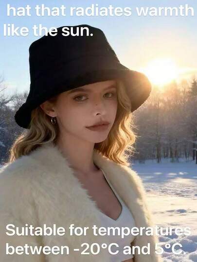 1顶经典时尚新款秋冬仿羊羔绒双面渔夫帽，大号头围，休闲、街头风、派对皆宜，提升女性魅力，百搭冬季装备