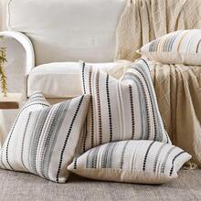 2 Fundas de cojín Decorativas,45 x 45 Jacquard para sofá, Almohada Bohemias, Funda de cojín de Rayas texturizadas,decoración hogar,para sofá, Cama (Marrón) - Marrón - Ver 8