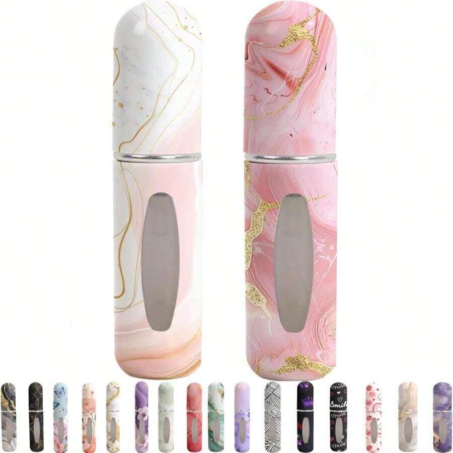 Syyflibb Perfume Travel Refillable Bottle– Portable Mini Sprayer,Empty Perfume Bottles With Unique Patterns,Refill Pump Case For Traveling And Outgoing,2 Pcs Pack Of 5 Ml(White And Pink) - 香檳色 - 查看 1