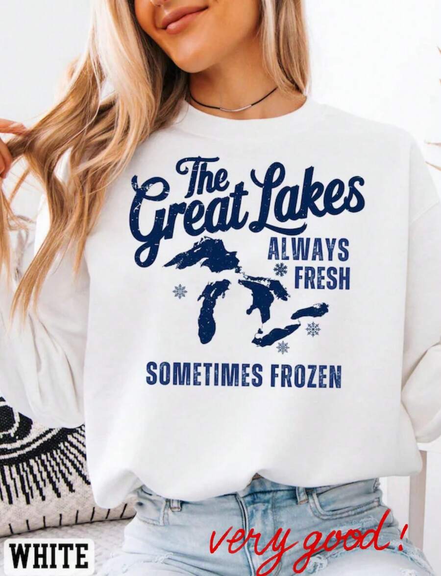 Always Fresh Sometimes Frozen Shirt, The Great Lakes Sweatshirt, Funny Great Lakes Women Crewneck, Lake Life Shirt Great Lakes Mens Clothing - Blanc - Voir 1