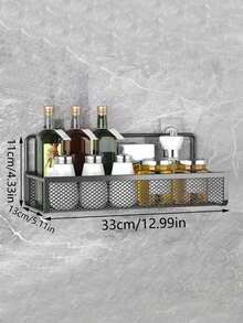 铁丝网浴室收纳架，壁挂式带挂钩整理架，无需钻孔 - 彩色 - 查看 4