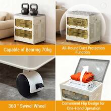 CuteHairy Large Folding Storage Box Stackable Case Cabinet Closet Home Organizer On Wheels - Beige - View 4