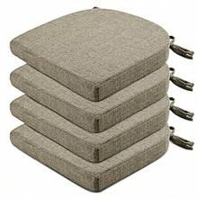 Chair Cushions For Dining Chairs 4 Pack - Kitchen Chair Cushions With Ties And Non-Slip Backing - Dining Chair Pads 16"X16"X2" Khaki - Khaki - View 1