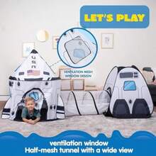JOYIN Tienda de Cohete Blanca con Túnel y Casita de Juegos para Niños Juego de Tienda de Nave Espacial para Interior y Exterior(default) - Multicolor - Ver 6