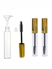 0.34oz Empty Mascara Tube With Eyelash Wand Set - Premium Eyelash Cream Container With Mini Funnels And Leak Stoppers, Abs Plastic, Perfect For All Skin Types, Mascara Wand Se,Black And White Plastic Refillable Container, Suitable For Home And Travel, Portable And Reusable, Portable Cosmetics, Fashionable Design, Plastic Mascara Tube, Travel Makeup, Reusable Makeup ﻿ ﻿