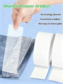 Iron-On Hemming Tape Self-Adhesive Trousers Sticker, ,Pants Edge Shorten Repair Pants, DIY Sewing Fabric Ironing And Cutting-Free Trouser Leg Sticker, Pants Edge Shorten Sticker For Shortening Jeans, Trousers, Clothes, Skirts And Diy Sewing - Multicolor - View 10