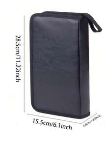 1 pieza 80pcs Bolsa de almacenamiento portátil de discos, Organizador de almacenamiento de CD/DVD, Estuche de transporte de medios, Bolsa de almacenamiento de discos Blu-Ray, Estuche de transporte, Carpeta de anillos de cuero negra, Bolsa de almacenamiento de CD para automóvil, Funda protectora, Estuche compacto de disco duro portátil con cremallera para almacenamiento de discos para automóvil, hogar y viaje