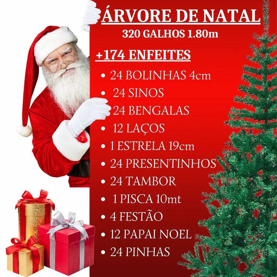 Decorated Christmas Tree 2.10M 450 Branches | 1.80M 320 Branches Pine + Ornaments Complete Decoration - 1.80米聖誕樹 - 查看 1