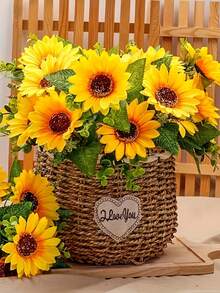 10/7/5pcs Sunflower Artificial Flower, Bridal Bouquets,For Wedding Decoration,Home ,Bedroom Layout, Valentine Day, Gift Gifts Birthday Graduation,Fall Decor,Autumn,Home Decor, Photography,Table Decorations - Multicolor - View 3