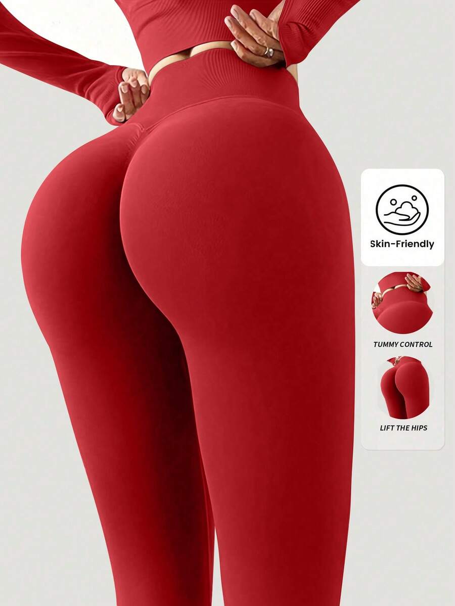 Yefecy 女款高腰無縫瑜珈內搭褲 - 提臀彈性尼龍/氨綸混紡面料，可機洗，運動健身內搭褲