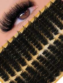 208 Piece Single Cluster Fluffy Lashes, Dense DIY Eyelashes, Ultra-Thick Extension Lashes, Curled Individual Lashes, Thin Cartoon Style - D - 查看 8