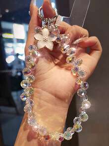 Fashionable Beaded Phone Wrist Strap, Universal Fit For All Smartphones, Luxury Beaded Decoration With Finger Ring Stand Gifts For Mother, Family, Friends, Birthday, Holiday Phone Charm, Phone Chain - Black - View 26