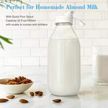 2/4-Piece Glass Baby Bottle Set With 2 Divided Lids, Sealed Heavy-Duty Screw-On Caps, 32OZ Reusable Glass Jar With 3 Lids! Breast Milk Storage Bottles, Suitable For Yogurt, Nut Milk, Juice, Syrup, Coffee Creamer, And More. - 4 cái - Xem 3