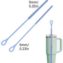 硅胶吸管清洁刷，可重复使用吸管刷，超长，用于清洁玻璃金属冰沙吸管和吸管杯，防滑手柄柔软可弯曲，