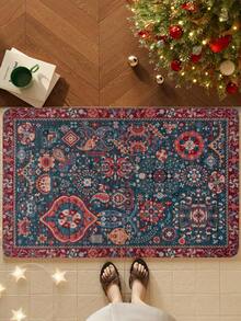 1pc European Style Flannel Floor Mat, Lightweight Washable European Art Printed Rug, Suitable For Kitchen Decor, Machine Made, Rectangular, Kitchen Floor Mat, Doormat, Living Room Rug - Multicolor - View 13