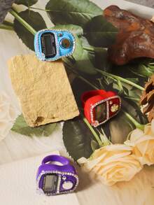 1 pieza Contador electrónico de anillo estilo árabe de Oriente Medio, pantalla digital conveniente, contador de anillo de descompresión de presión de mano, contador digital electrónico de anillo para saltar la cuerda, herramienta portátil de conteo de flujo de multitudes, adecuada para peregrinaje, contador, deportes, yoga - Multicolor - Ver 2