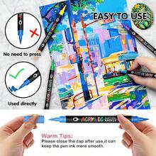 Bộ bút vẽ acrylic 24/48/72/96/144 màu, 12/24/36 chiếc, bút vẽ acrylic hai đầu với đầu cọ mảnh, thích hợp vẽ trên đá, vải bố, đá, gỗ, thủy tinh, giấy, nhựa, đồ dùng thủ công DIY, đồ dùng mỹ thuật cho năm học mới. - Nhiều màu - Xem 9