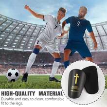 1双金色十字足球护腿板，加厚设计，提供冲击保护，贴合小腿，轻便，男女通用，适合运动比赛 - 金色 - 查看 4