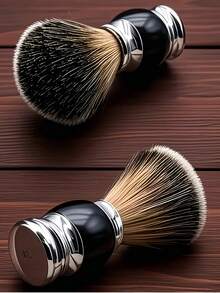 1 Set Luxury Handmade Badger Hair Shaving Brush - Beard Grooming Tool, Ergonomic Design For Easy Grip, Reliable Facial Cleansing And Care Accessory. Suitable As A Birthday Gift For Partner; Essential Holiday Gift For Halloween And Christmas