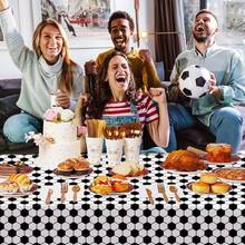1pc/2pcs Tablecloth, Football Themed Tablecloth Set, Sports Style Tablecloth, Waterproof, Oil-Proof, Stain-Resistant Disposable Rectangular Tablecloth, Multipurpose Decor For Sports Theme Parties, Suitable For Sports Theme Birthday Party Supplies And Decorations - Multicolor - View 4