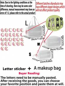 1个花卉字母A-Z旅行化妆包，大容量PU化妆包，护肤品和洗漱用品收纳袋，口红和化妆品收纳袋，防水家用医疗包，便携高端旅行包，简约优雅双色多隔层收纳包，适合女性、学生、旅行者，可作为礼物送给朋友、同学、老师、母亲、姐妹，生日、节日礼物 - 白色 - 查看 9