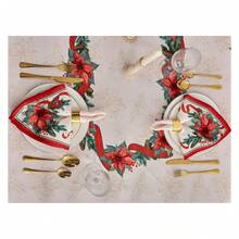 Poinsettia Christmas Napkins - 20x20 Inch Set Of 6 - Holiday Printed Fabric Napkins For Xmas Winter Decor - Reusable Washable Table Linens - Multicolor 50 - View 3