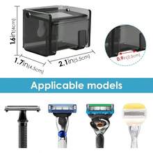 Paquete de 2 soportes acrlicos para maquinilla de afeitar con cubierta para ducha, organizador de afeitadora montado en la pared con ventosa, soporte de gancho de afeitar compatible con - Gris Grande - Ver 2