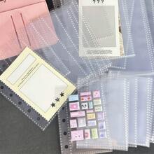 10 piezas/20 piezas Hojas sueltas transparentes M5/A7/A6, insertos de recambio para libro de pegatinas, adecuado para almacenamiento de pegatinas, relleno de mini scrapbook, útiles escolares, de vuelta a la escuela - transparente - Ver 6