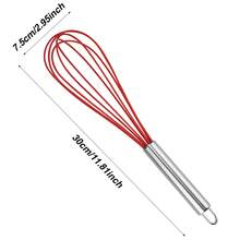 Stainless Steel Egg Beater Set - Manual Kitchen Mixer, Suitable for Beating, Whipping, Mixing - Enhanced Durability Bubble Egg Beater Set, Food Grade, Easy to Clean, Ergonomic Design - No Batteries Required - Rojo - Ver 7