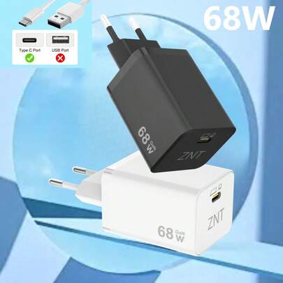 68W USB-C Wall Charger Power Adapter, Type-C Port Charging Adapter Compatible With IPhone 17/16/15/14 Pro Max/13/12/11/SE/2020/XS/XR/8, Galaxy S25 Series, IPad Pro/Air, Compact Type-C Charger