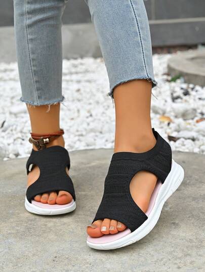 Plus Size Women's Solid Color Slip-On Casual Sandals