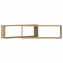 Mensola da parete vidaXL con contenitore, set da 2 pezzi, rovere lavorato a mano, 80 x 15 x 26 cm - Multicolore - Visualizzare 5