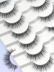 MAGEFY 7/11/14 Pairs Natural Criss-Cross Full Strip Lashes, Transparent Lash Band, Suitable For Daily Wear, Cartoon Style, Travel Essential - Black - View 10