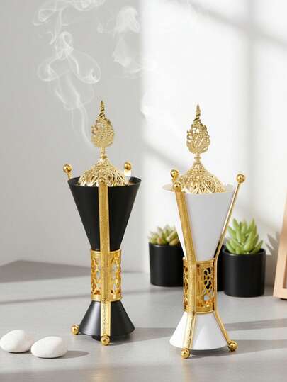 1 Piece/1 Set Of Brand New Iron Torch Two-Color Design Incense Burner, Arabic Style Buckhor Incense Holder, Rama Decorative Incense Burner, Home Decoration, Room Decoration, Party And Festival Decoration, Home Fragrance, Home Decoration. Suitable For Home Decoration, Bedroom, Living Room (As A Centerpiece),
