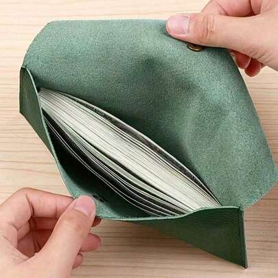 1pc Reusable PU Leather Cash Envelope, Suitable For Travel And Budgeting, Multifunctional Bill Fold With Coin Pouch