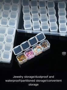 1个美甲配件收纳盒，可拆卸设计，用于存放美甲水钻、合金水钻和其他小配件，轻质塑料材质，有序收纳美甲工具，便携实用。 - 無色 - 查看 2