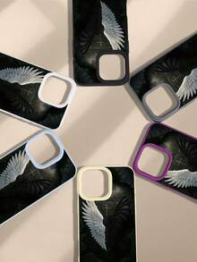 Funda de TPU para iPhone 11 12 13 14 15 16Estilo Gótico y Religioso Alas Ángel y Dragón con Cruz Diseño Artístico y Original Protectora Antigolpes Ideal para Jóvenes y Adultos Moda Urbana y - Azul - Ver 5