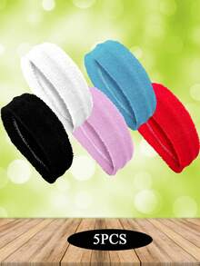 1-5pcs Coil Elastic Yoga Headbands, Solid Color Absorbent Sports Headbands, Outdoor Running Yoga High Elastic Headbands, Coil Sweat-Wicking Breathable Fitness Headband, Pilates Sports Hairband - Multicolor - View 13