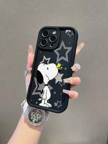 SNOOPY A Cartoon Anime  Sky Eye Step Black Phone Case, Shockproof Tpu Material Phone Case Can Be Given As A Holiday Gift. It Is Suitable For Apple Phones, And The New Model Is Suitable For IPhone13/14/15/16/17Pro Max Phone Case - Multicolor - View 4