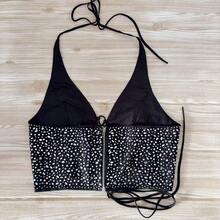 ESTELA MODAS BLOUSE TOP WITH SHINE Tie Back Tie Back Holiday Beach - Negro - Ver 2