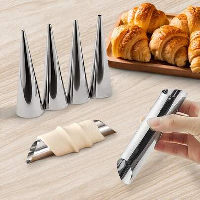 8 Stück Edelstahl Sahne Brot Backform Set - 430 Edelstahl Croissant Backform, geeignet für Cupcakes, Eiswaffeln, Croissants - leicht zu reinigende dekorative Werkzeuge für Heim- und Gewerbküchen, Croissant Backform, Sandwich Backform, Küchenutensilien