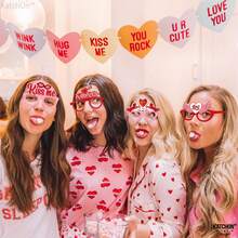 6pcs/8pcs Valentine's Day Party Decoration Glasses; Wedding Decoration Funny Photo Props Valentine's Day Paper Glasses - Multicolor - View 8