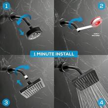 SparkPod Cabezal de regadera -Lluvia de alta presión -Diseño cromo moderno y lujoso -Instalación sencilla sin herramientas -El reemplazo ajustable perfecto para los cabezales de regadera de tu baños - Negro medianoche mate - Cuadrado de 6" - Ver 4